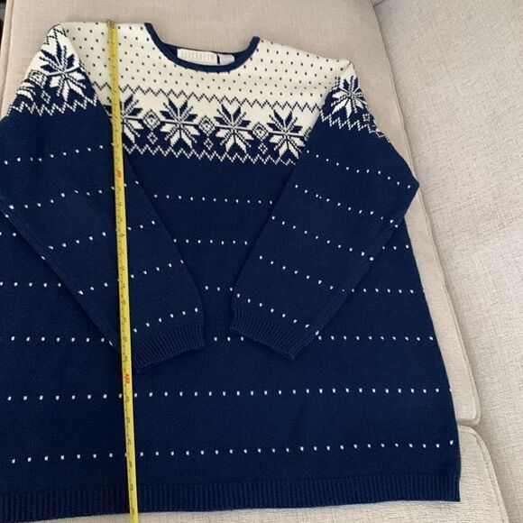 Elisabeth by Los Claiborne Cotton Crew Neck Navy/ White Sweater Men’s Size 1 - Picture 5 of 9